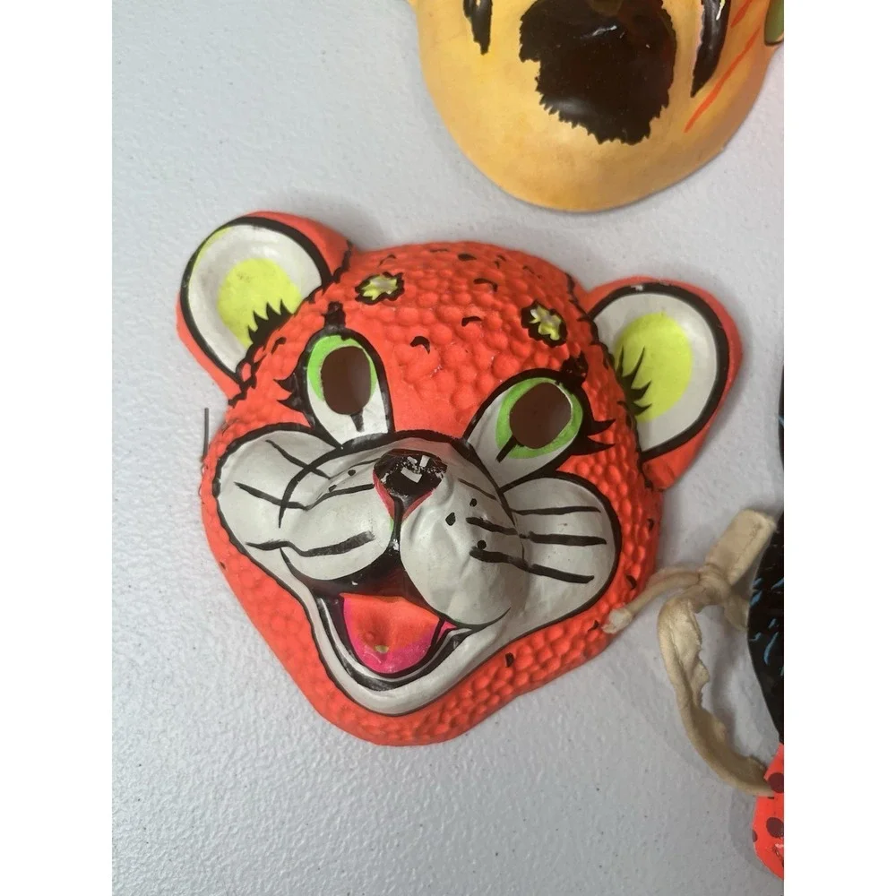 Vtg Halloween Mask Lot Cat, Tiger, Steve Miller, Asian